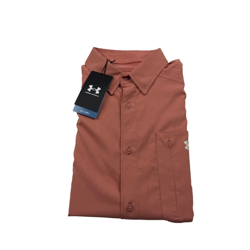 Under Armour Mens Iso-Chill Shorebreak Fishing Shirt Canyon Pink Large 1369306